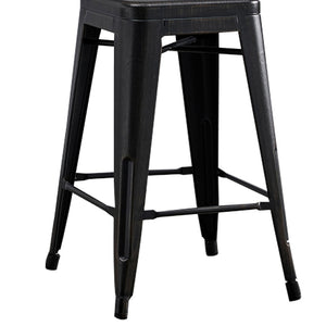 English Elm Backless Metal Barstools Set of 2 with X Brace for Kitchen Island or Pub Table B347P341078