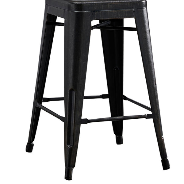 English Elm Backless Metal Barstools Set of 2 with X Brace for Kitchen Island or Pub Table B347P341078