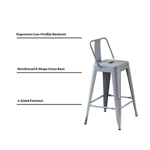 English Elm Modern Steel Bucket Back Barstools Set of 2 Distressed Industrial Kitchen Counter Seating B347P349310