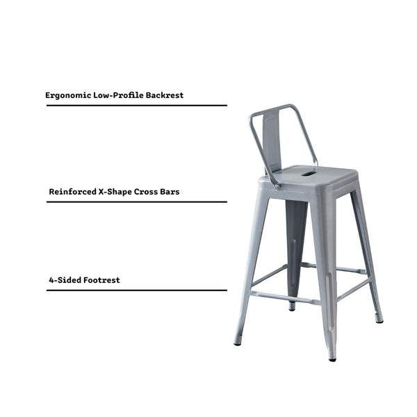English Elm Modern Steel Bucket Back Barstools Set of 2 Distressed Industrial Kitchen Counter Seating B347P349310