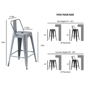 English Elm Modern Steel Bucket Back Barstools Set of 2 Distressed Industrial Kitchen Counter Seating B347P349310