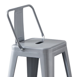 English Elm Modern Steel Bucket Back Barstools Set of 2 Distressed Industrial Kitchen Counter Seating B347P349310
