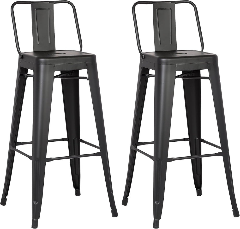 English Elm Modern Steel Bucket Back Barstools Welded Frame Matte Finish for Kitchen or Home Bar B347P349324