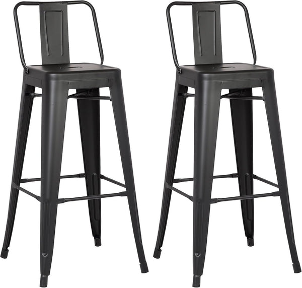 English Elm Modern Steel Bucket Back Barstools Welded Frame Matte Finish for Kitchen or Home Bar B347P349324