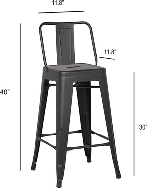 English Elm Modern Steel Bucket Back Barstools Welded Frame Matte Finish for Kitchen or Home Bar B347P349324