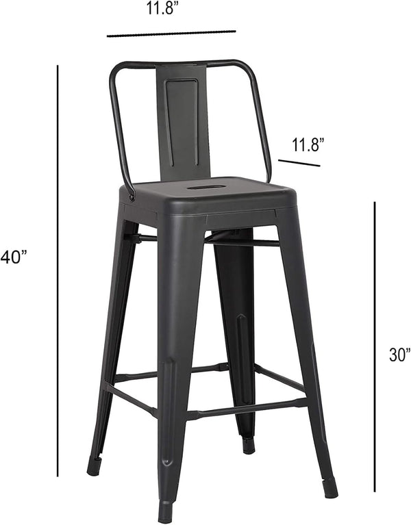 English Elm Modern Steel Bucket Back Barstools Welded Frame Matte Finish for Kitchen or Home Bar B347P349324