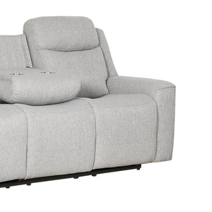 English Elm Contemporary Plush Upholstered Reclining Sofa with Built-in Console and Cup Holders B347P391065