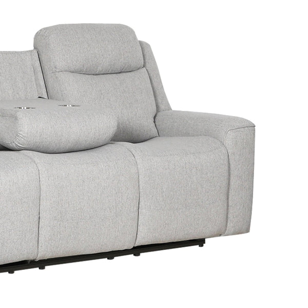 English Elm Contemporary Plush Upholstered Reclining Sofa with Built-in Console and Cup Holders B347P391065
