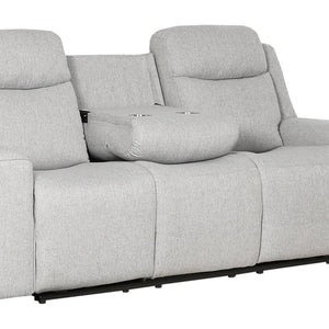 English Elm Contemporary Plush Upholstered Reclining Sofa with Built-in Console and Cup Holders B347P391065