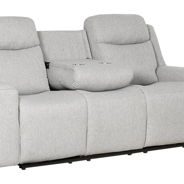 English Elm Contemporary Plush Upholstered Reclining Sofa with Built-in Console and Cup Holders B347P391065