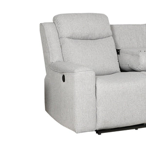 English Elm Contemporary Plush Upholstered Reclining Sofa with Built-in Console and Cup Holders B347P391065