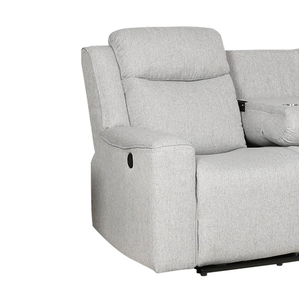 English Elm Contemporary Plush Upholstered Reclining Sofa with Built-in Console and Cup Holders B347P391065