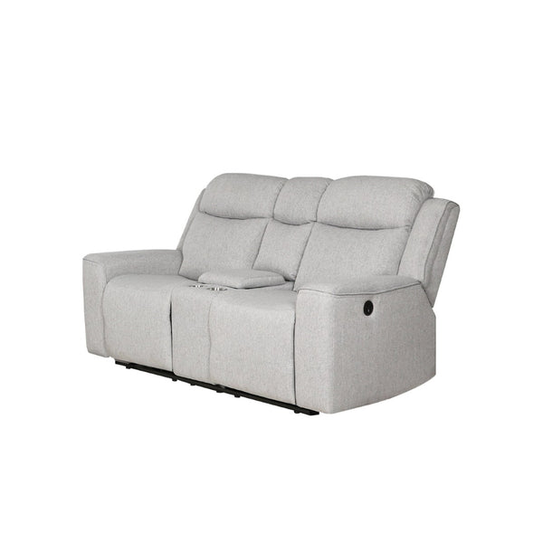 English Elm Contemporary Dual Reclining Loveseat with Storage Console and Cup Holders for Modern Spaces B347P391275