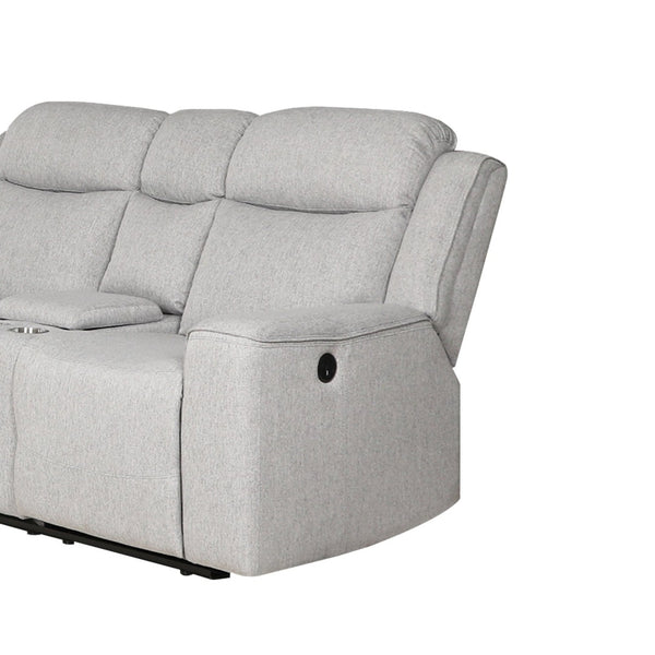 English Elm Contemporary Dual Reclining Loveseat with Storage Console and Cup Holders for Modern Spaces B347P391275