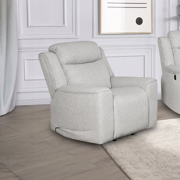 English Elm Modern White Upholstered Recliner Chair Plush Cushioned Seat for Living Rooms B347P391276