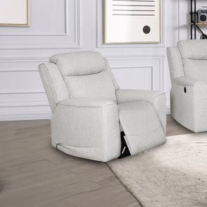 English Elm Modern White Upholstered Recliner Chair Plush Cushioned Seat for Living Rooms B347P391276