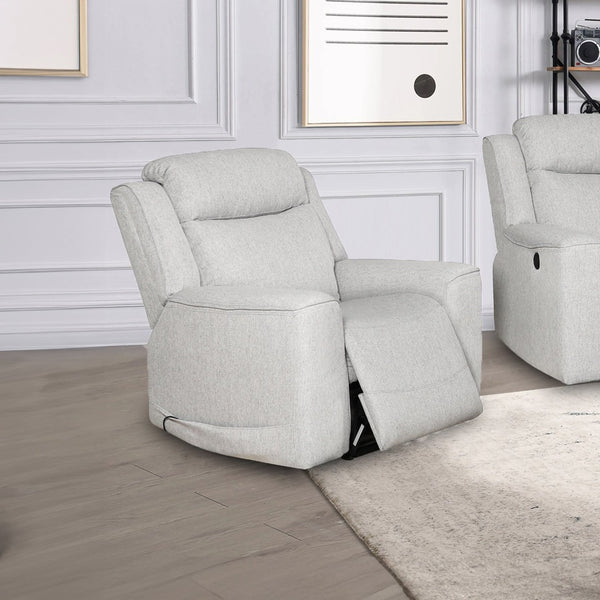English Elm Modern White Upholstered Recliner Chair Plush Cushioned Seat for Living Rooms B347P391276
