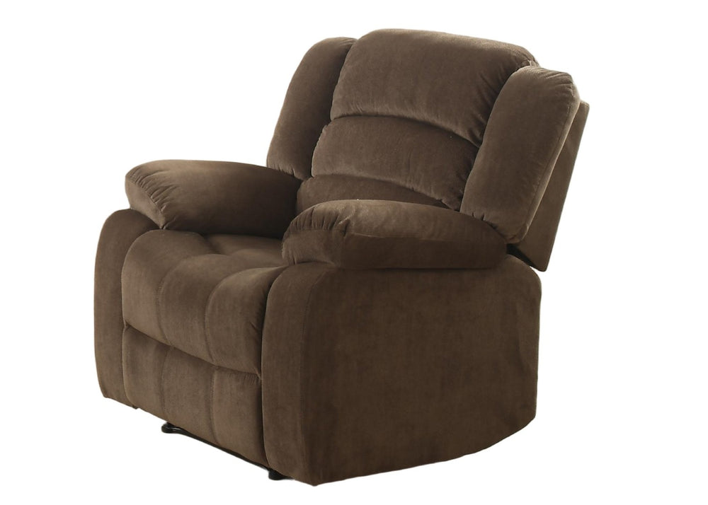 English Elm Modern Brown Polyester Recliner Chair with Lumbar Massage and Pillow Arm Support B347P399480