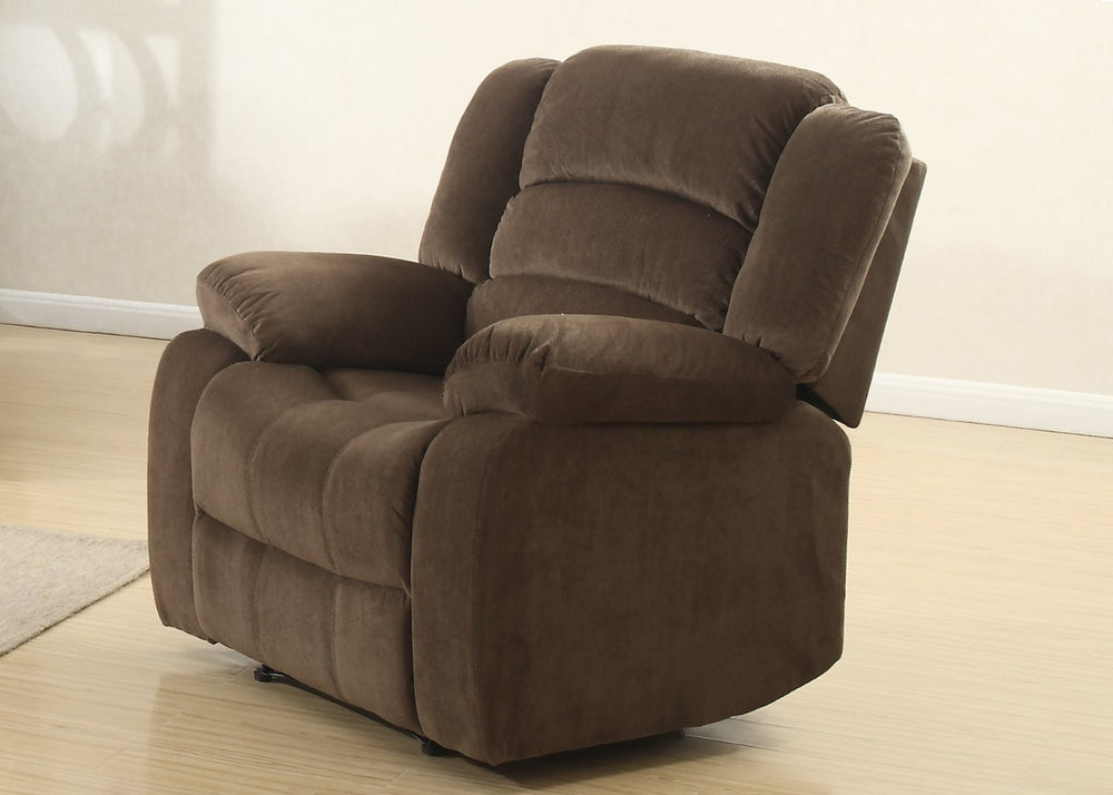 English Elm Modern Brown Polyester Recliner Chair with Lumbar Massage and Pillow Arm Support B347P399480