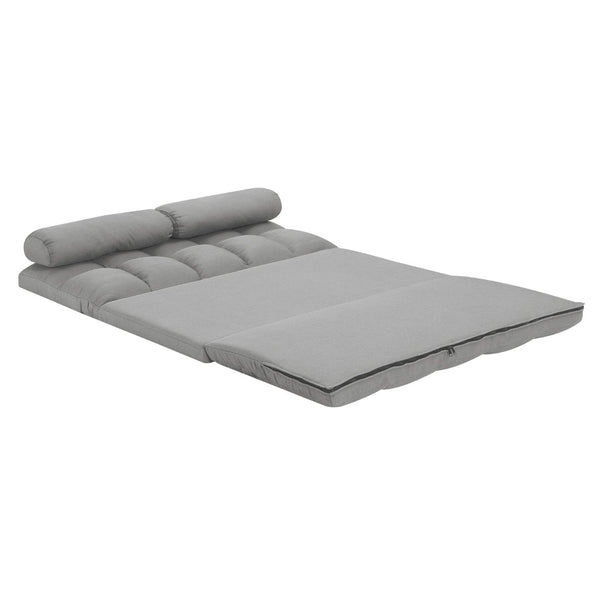 English Elm 3-fold Convertible Floor Mattress with Pillows High Density Foam Guest Sofa Bed Light Gray B347P404204