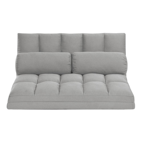 English Elm 3-fold Convertible Floor Mattress with Pillows High Density Foam Guest Sofa Bed Light Gray B347P404204