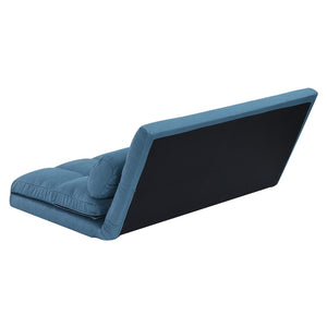 English Elm 3-fold Convertible Floor Mattress with Pillows High Density Foam Guest Sofa Bed Cream+Blue B347P404207
