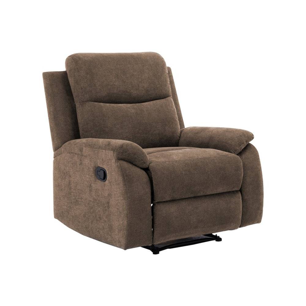 English Elm Ronald Contemporary Recliner Chair with Pillow Top Cushions and Luxe Brown Fabric B347P404456