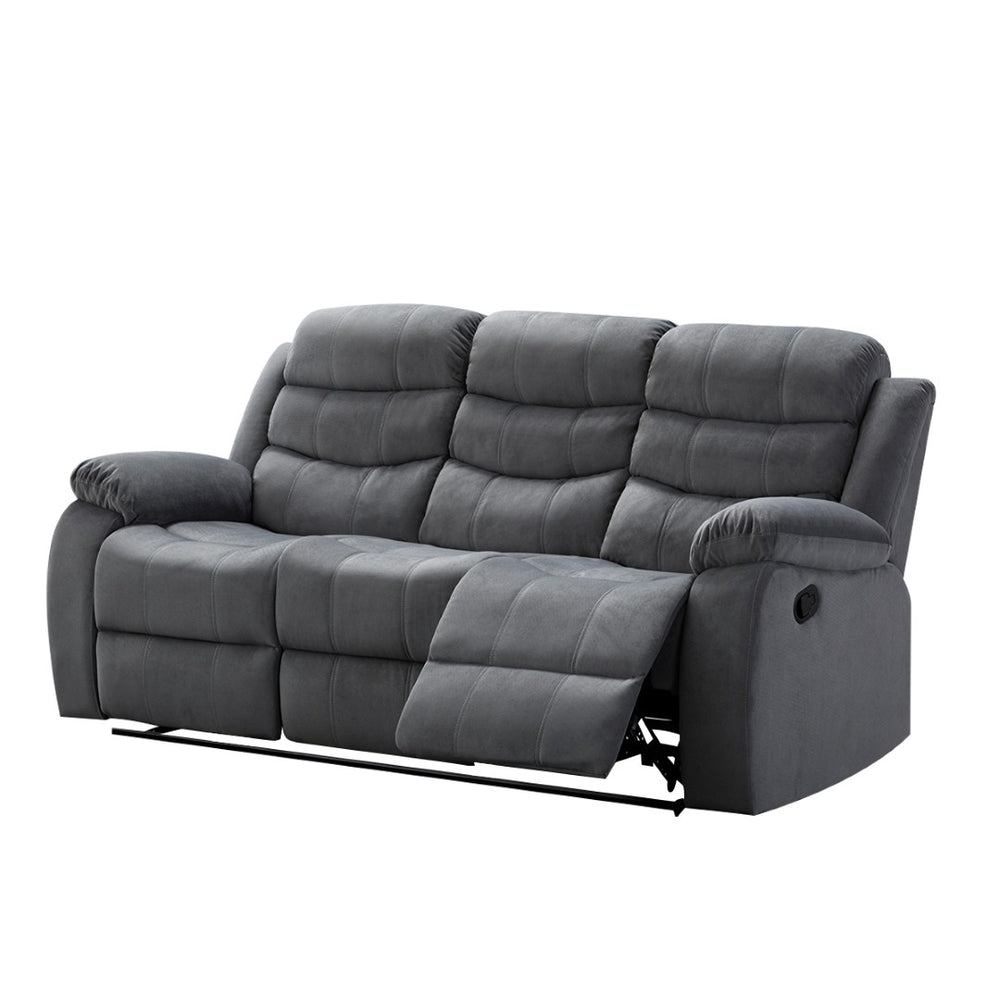 English Elm Lumbar Massage Recliner Sofa with Solid Wood Frame for Living Room Comfort B347P404581