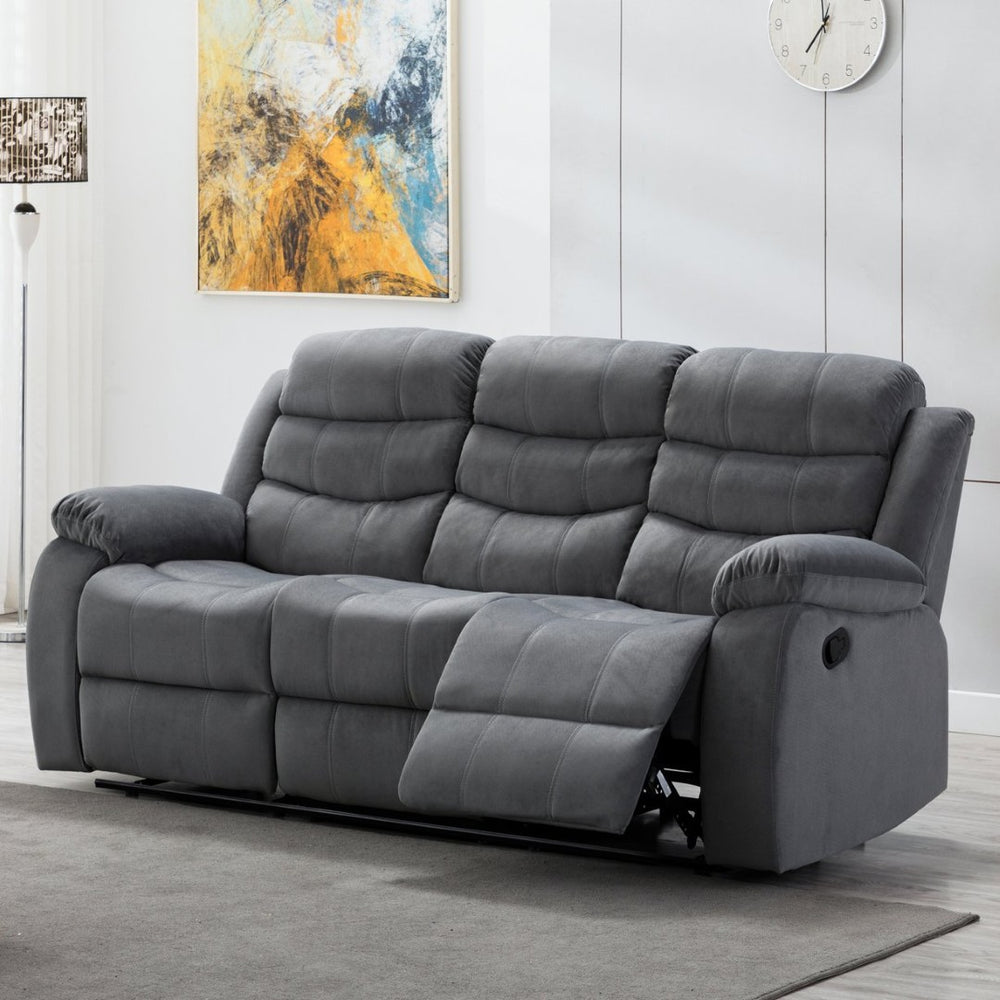 English Elm Lumbar Massage Recliner Sofa with Solid Wood Frame for Living Room Comfort B347P404581
