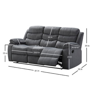 English Elm Lumbar Massage Recliner Sofa with Solid Wood Frame for Living Room Comfort B347P404581