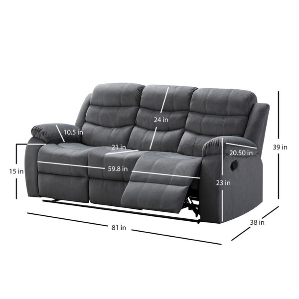 English Elm Lumbar Massage Recliner Sofa with Solid Wood Frame for Living Room Comfort B347P404581