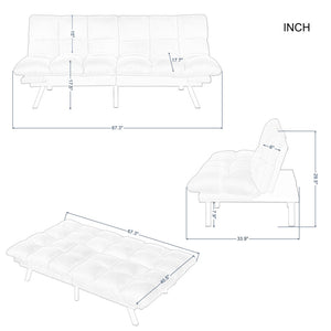 English Elm Multifunctional Velvet Sleeper Sofa Foldable 2 Seater Corduroy Couch for Studio Apartments B347P421406