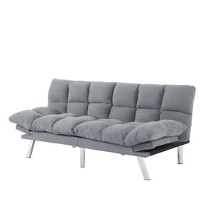 English Elm Multifunctional Velvet Sleeper Sofa Foldable 2 Seater Corduroy Couch for Studio Apartments Light Gray B347P421410