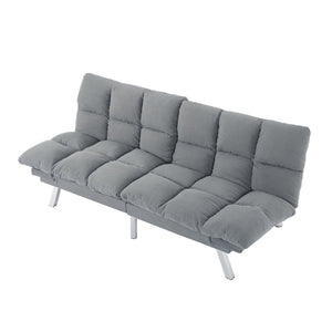English Elm Multifunctional Velvet Sleeper Sofa Foldable 2 Seater Corduroy Couch for Studio Apartments Light Gray B347P421410