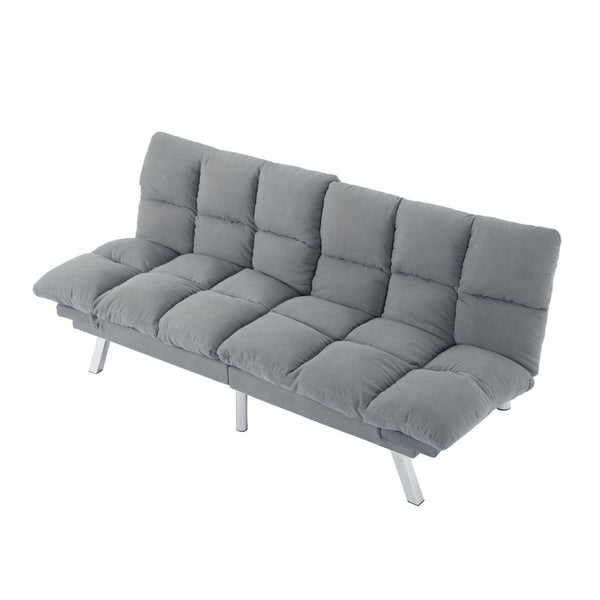 English Elm Multifunctional Velvet Sleeper Sofa Foldable 2 Seater Corduroy Couch for Studio Apartments Light Gray B347P421410