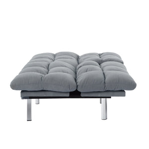English Elm Multifunctional Velvet Sleeper Sofa Foldable 2 Seater Corduroy Couch for Studio Apartments Light Gray B347P421410