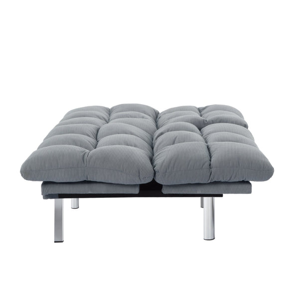 English Elm Multifunctional Velvet Sleeper Sofa Foldable 2 Seater Corduroy Couch for Studio Apartments Light Gray B347P421410