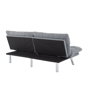 English Elm Multifunctional Velvet Sleeper Sofa Foldable 2 Seater Corduroy Couch for Studio Apartments Light Gray B347P421410