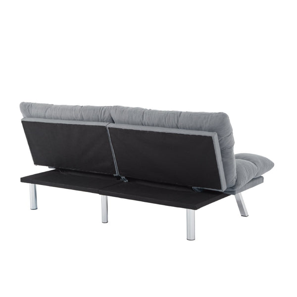 English Elm Multifunctional Velvet Sleeper Sofa Foldable 2 Seater Corduroy Couch for Studio Apartments Light Gray B347P421410