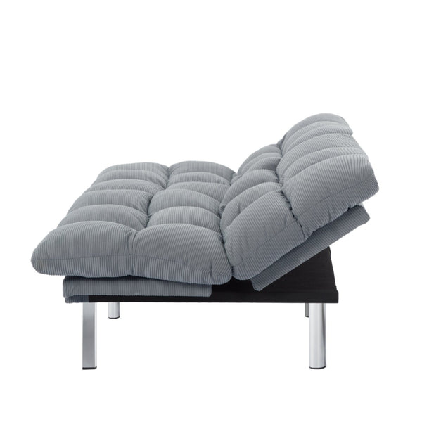 English Elm Multifunctional Velvet Sleeper Sofa Foldable 2 Seater Corduroy Couch for Studio Apartments Light Gray B347P421410