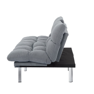 English Elm Multifunctional Velvet Sleeper Sofa Foldable 2 Seater Corduroy Couch for Studio Apartments Light Gray B347P421410