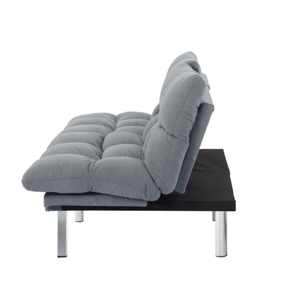 English Elm Multifunctional Velvet Sleeper Sofa Foldable 2 Seater Corduroy Couch for Studio Apartments Light Gray B347P421410