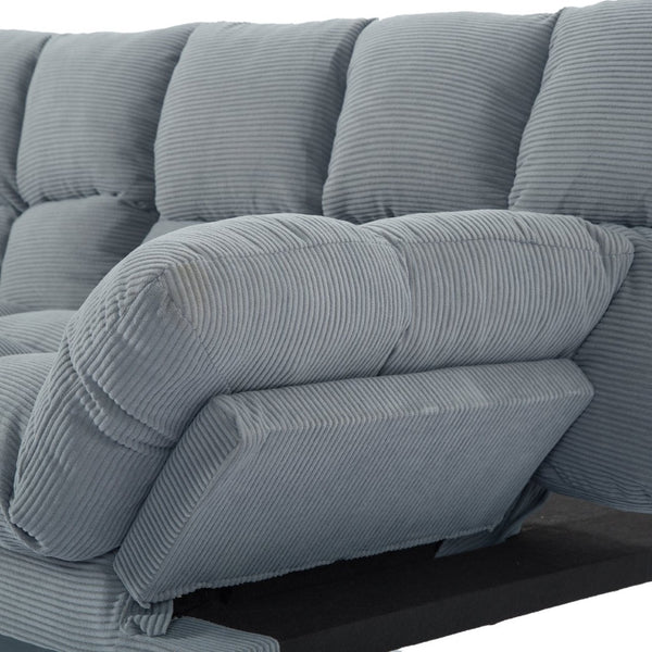 English Elm Multifunctional Velvet Sleeper Sofa Foldable 2 Seater Corduroy Couch for Studio Apartments Light Gray B347P421410