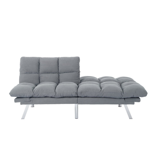 English Elm Multifunctional Velvet Sleeper Sofa Foldable 2 Seater Corduroy Couch for Studio Apartments Light Gray B347P421410