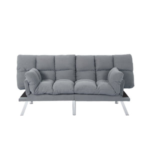 English Elm Multifunctional Velvet Sleeper Sofa Foldable 2 Seater Corduroy Couch for Studio Apartments Light Gray B347P421410