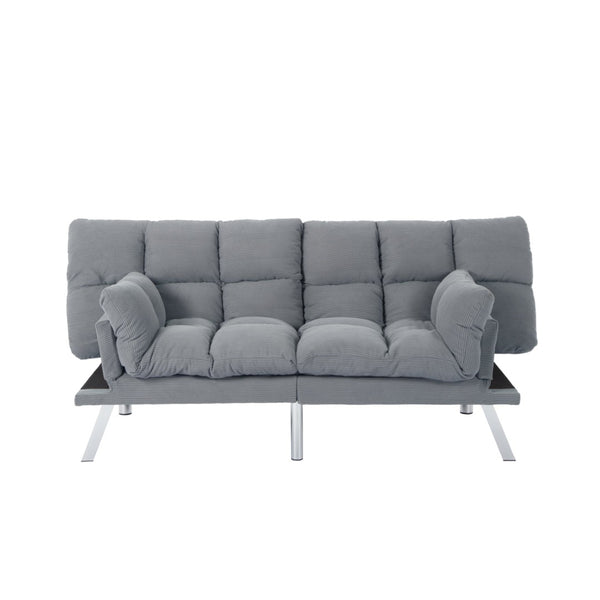 English Elm Multifunctional Velvet Sleeper Sofa Foldable 2 Seater Corduroy Couch for Studio Apartments Light Gray B347P421410