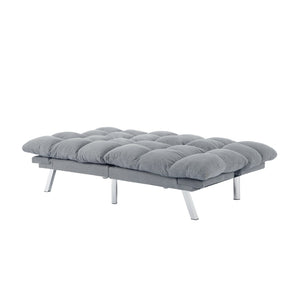 English Elm Multifunctional Velvet Sleeper Sofa Foldable 2 Seater Corduroy Couch for Studio Apartments Light Gray B347P421410