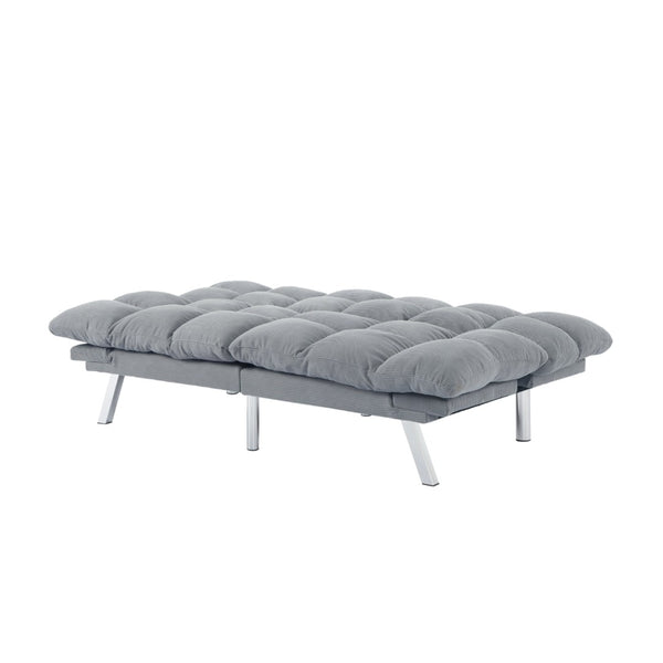 English Elm Multifunctional Velvet Sleeper Sofa Foldable 2 Seater Corduroy Couch for Studio Apartments Light Gray B347P421410