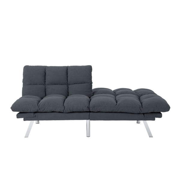 English Elm Multifunctional Velvet Sleeper Sofa Foldable 2 Seater Corduroy Couch for Studio Apartments Dark Gray B347P421475