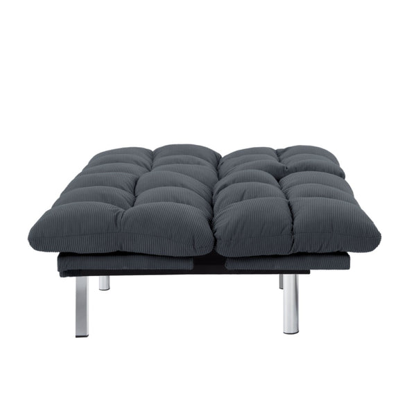 English Elm Multifunctional Velvet Sleeper Sofa Foldable 2 Seater Corduroy Couch for Studio Apartments Dark Gray B347P421475